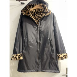 VESTE LONGUE REVERSIBLE ET IMPERMEABLE LEOPARD