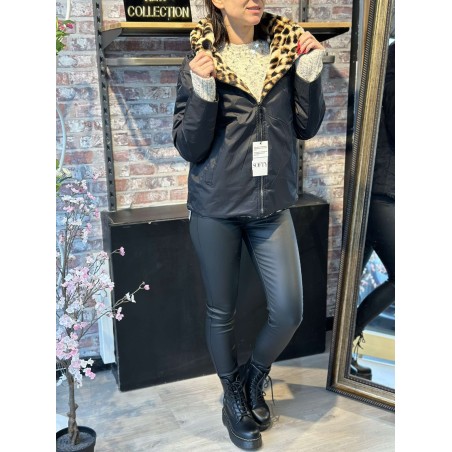 VESTE REVERSIBLE ET IMPERMEABLE LEOPARDE