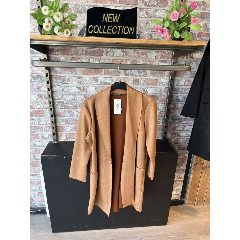 VESTE GILET DAIM LONGUE