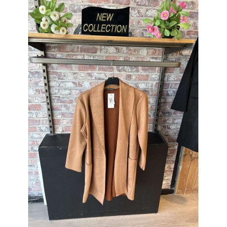 VESTE GILET DAIM LONGUE
