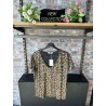 TSHIRT COL V LEOPARD