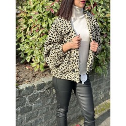 VESTE MANCHE PASTEQUE LEOPARD